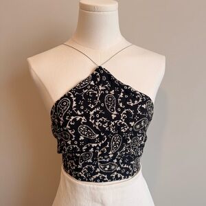 Zara Black and White Paisley Crop Top